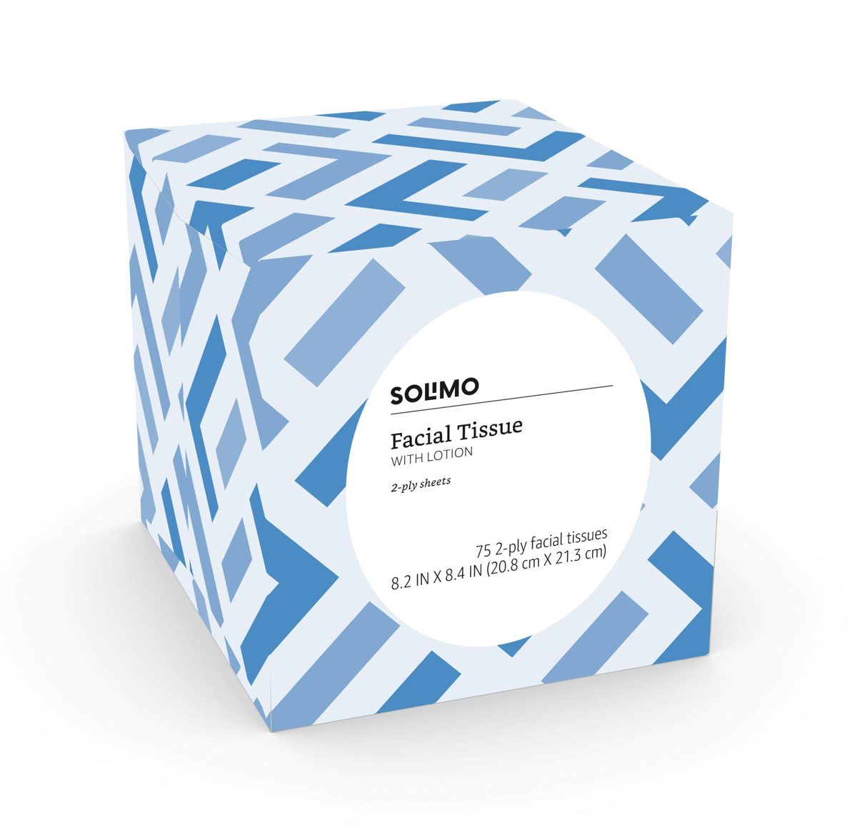 Amazon Brand - Solimo Facial Tissues with Lotion (4 Cube Boxes), 75 Tissues per Box (300 Tissues Total)