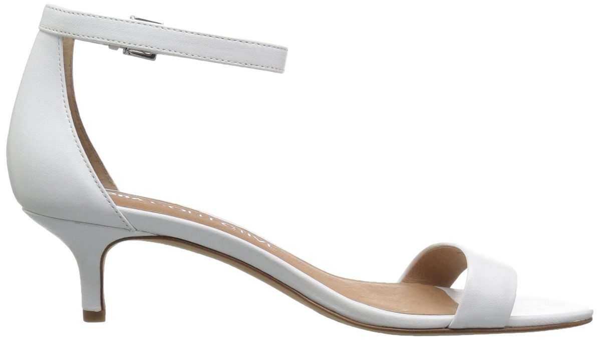 Amazon Brand - 206 Collective Women's Eve Stiletto Heel Dress Sandal-Low Heeled, white leather, 12 B US