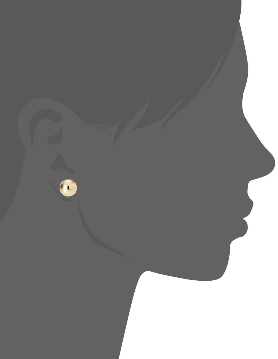Amazon Essentials Yellow Gold Plated Sterling Silver Polished Ball Stud Earrings (10mm)