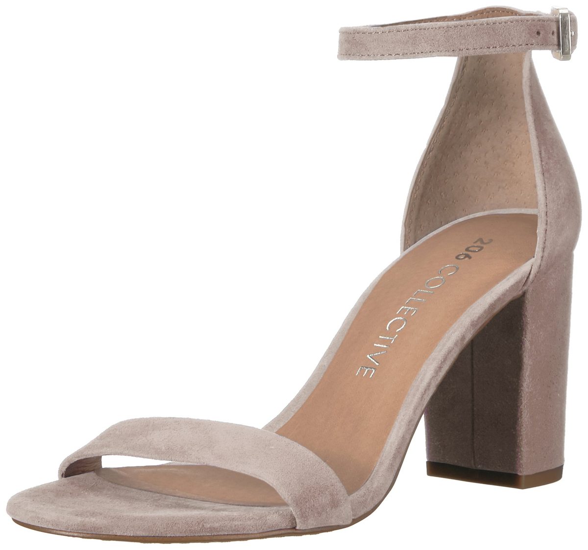 206 Collective Amazon Brand Women's Loyal Block Heel Dress Sandal-High Heeled, Blush Suede, 6.5 B US