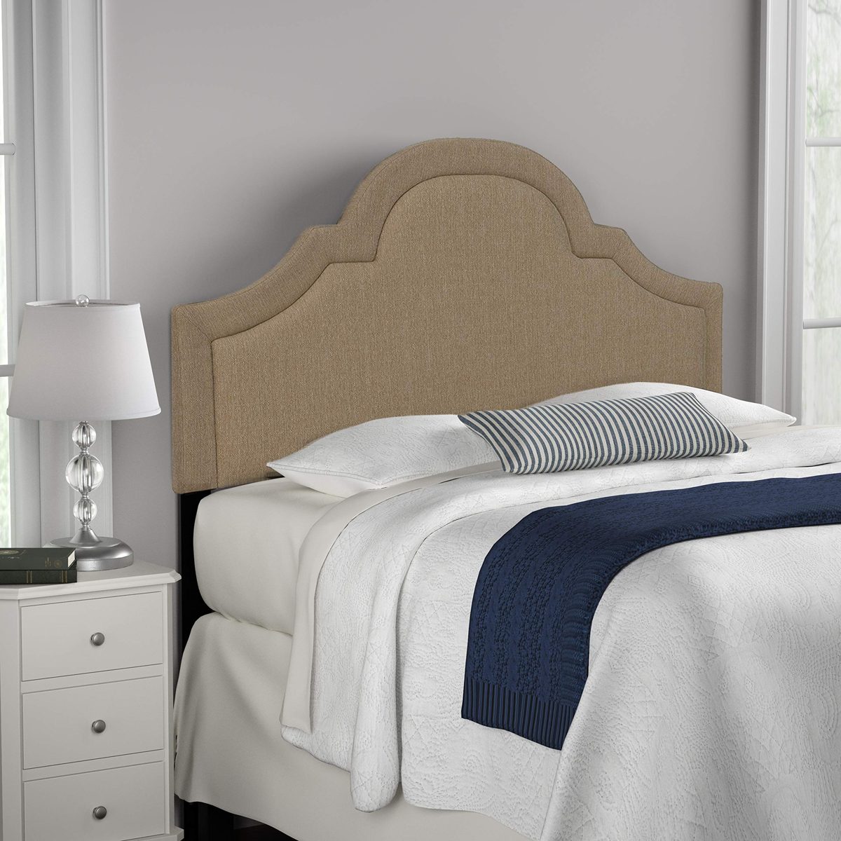 Amazon Brand – Ravenna Home Traditional Upholstered Headboard -Queen, 61.8 Inch, Flax Tan