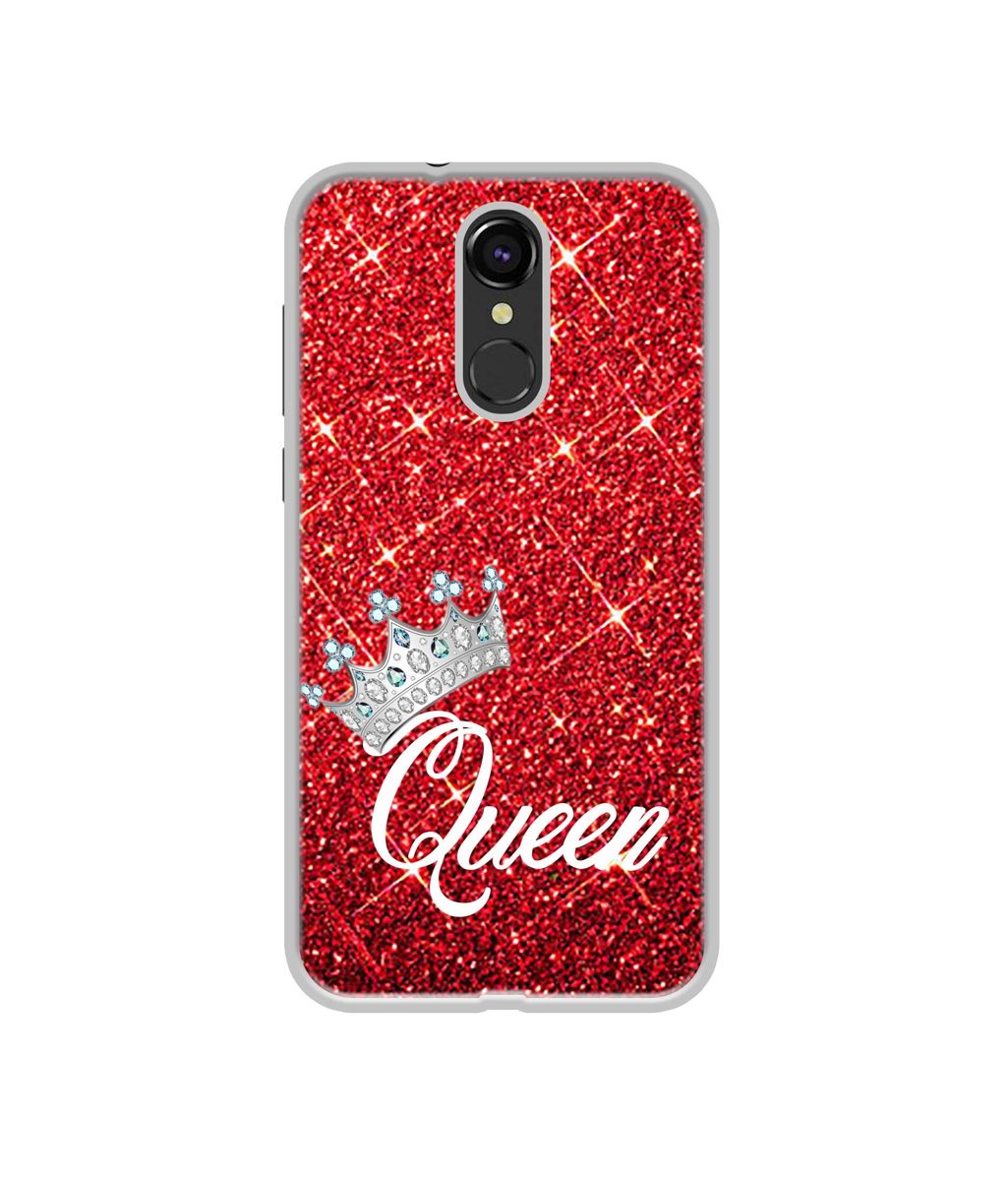 Amazon Brand - Solimo Designer Queen On Red Glitter UV Printed Soft Back Case Mobile Cover for Lava Z70