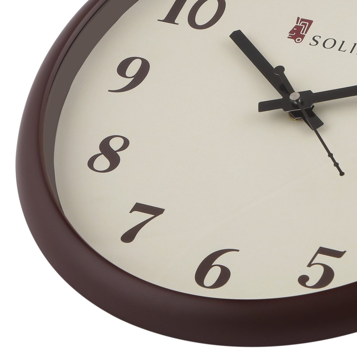 Amazon Brand - Solimo 11-inch Wall Clock (Step Movement, Brown Frame)