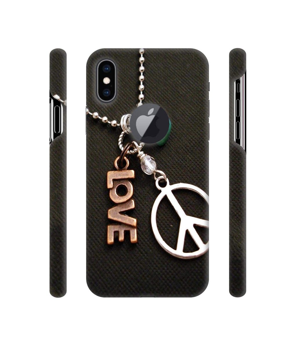 Amazon Brand - Solimo Designer Love and Peace 3D Printed Hard Back Case Mobile Cover for Apple iPhone Xs Max (Logo Cut)