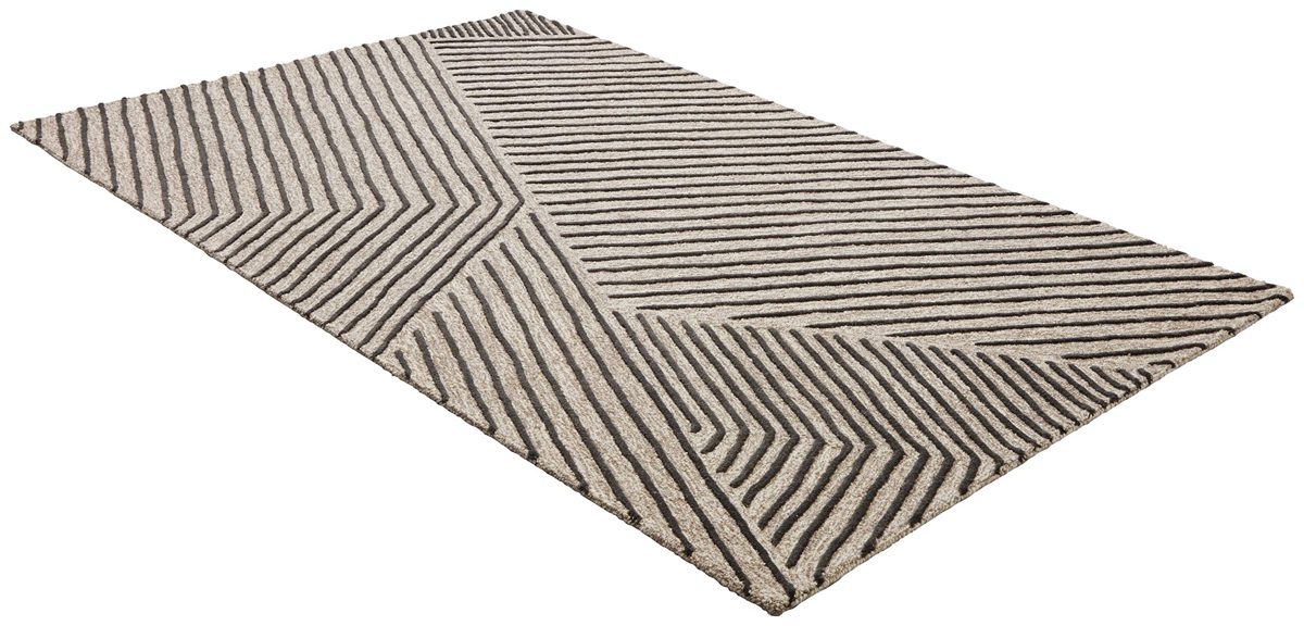 Amazon Brand – Rivet Contemporary Wool Blend Area Rug, 4' x 6', Grey Charcoal