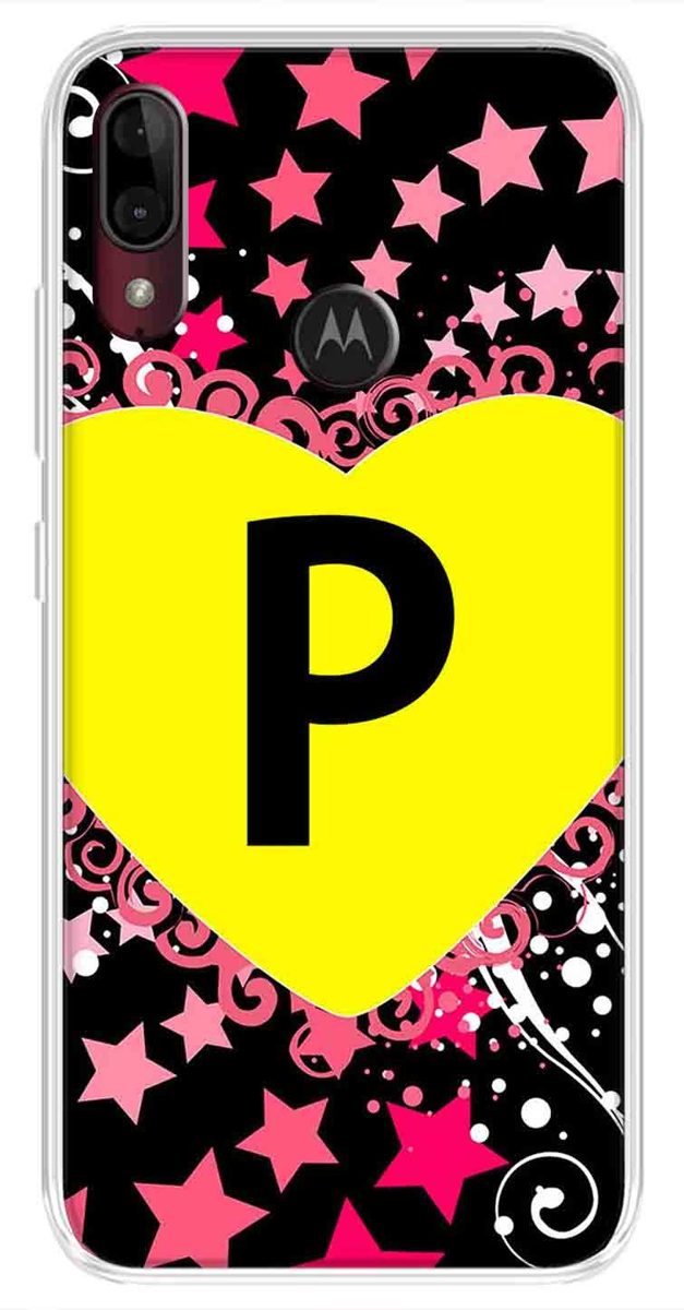 Amazon Brand - Solimo Designer Multicolor Heart Pattern Alphabet-P Printed Soft Back Case Mobile Cover for Motorola Moto E6s / Motorola Moto E6 Plus