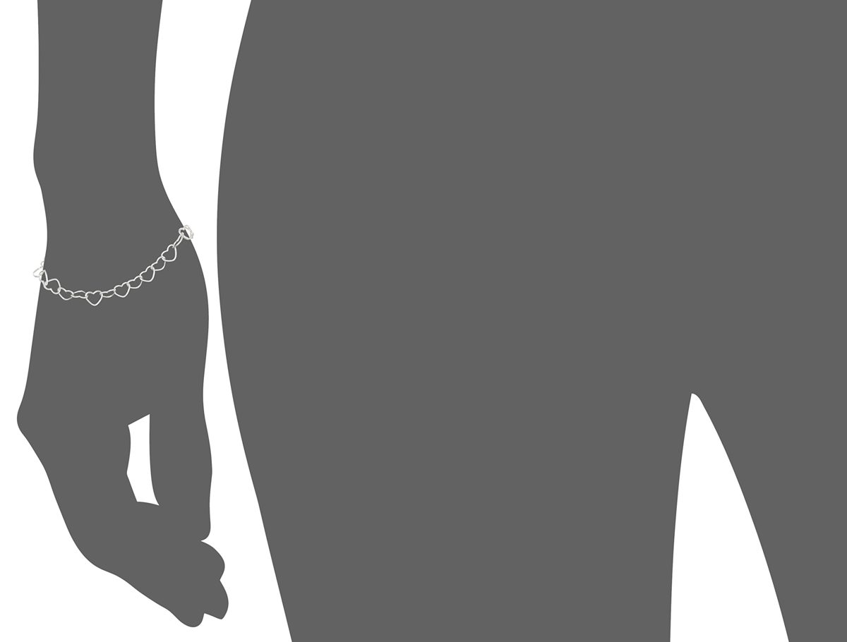 Sterling Silver 5.3mm Heart-Link Bracelet, 7.25"