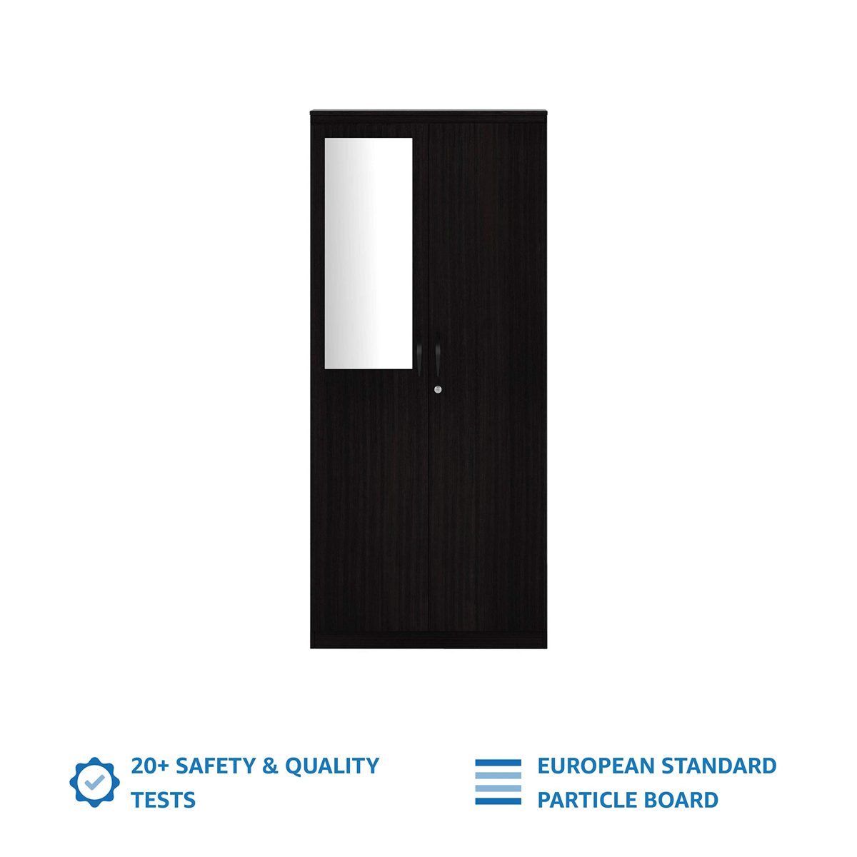 Amazon Brand - Solimo Vega Engineered Wood 2 Door Wardrobe with Half Mirror (Espresso Finish)