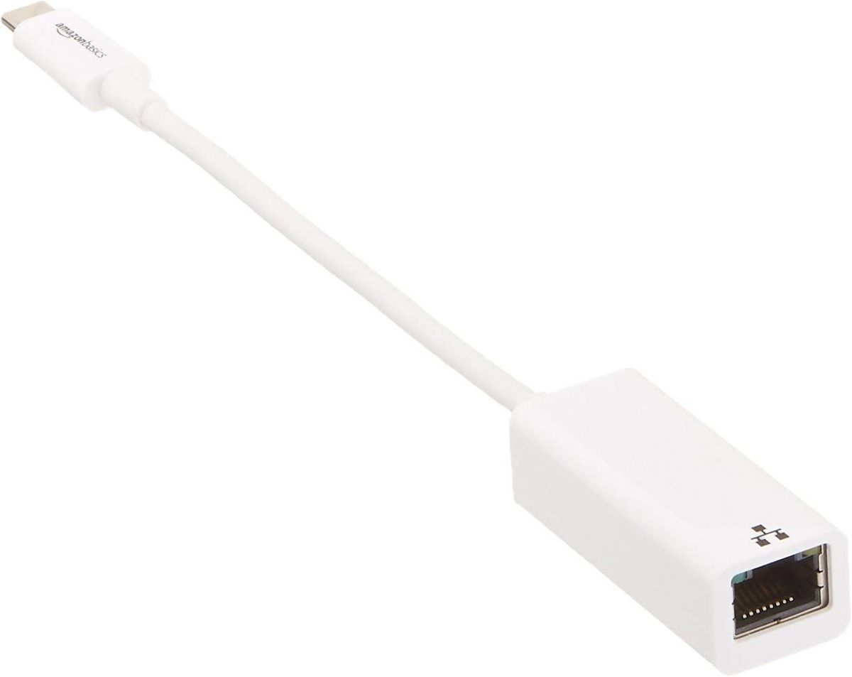 AmazonBasics USB 3.1 Type-C to Ethernet Adapter for Mac/PC - White, 5-Pack (Renewed)
