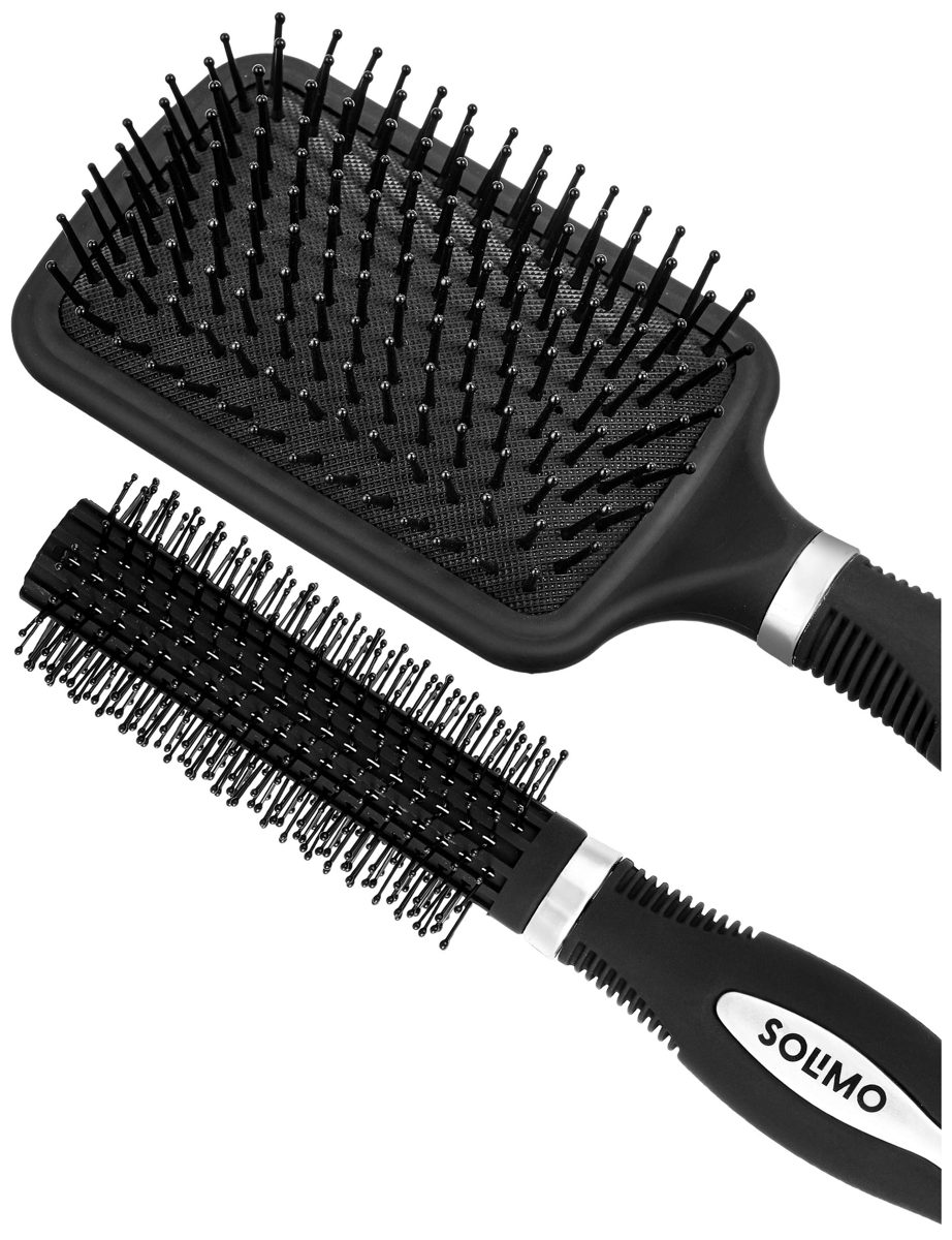 Amazon Brand - Solimo Round and Paddle Hair Brush Combo
