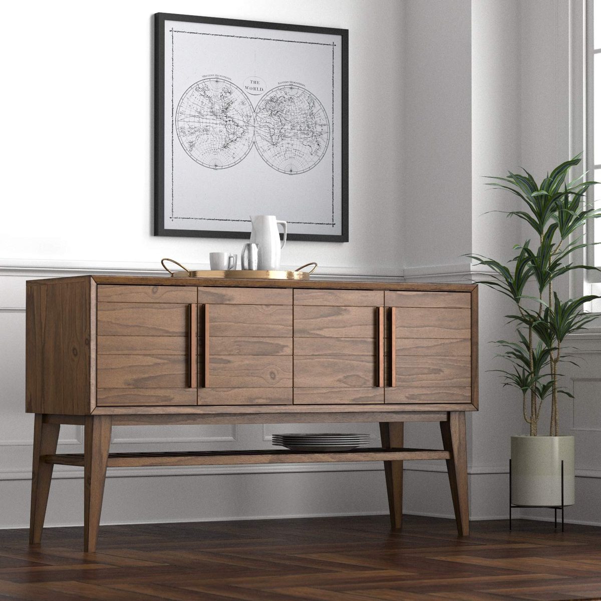 Amazon Brand – Rivet Ian Mid-Century Modern Wood Buffet Bar Cabinet Credenza, Brown