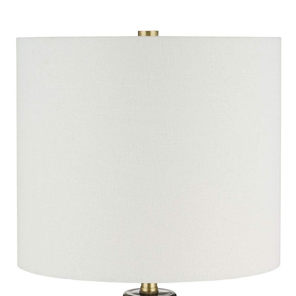 Amazon Brand – Rivet Modern Glass Table Lamp with Bulb, 16.63"H, Smoked Gray and Brass