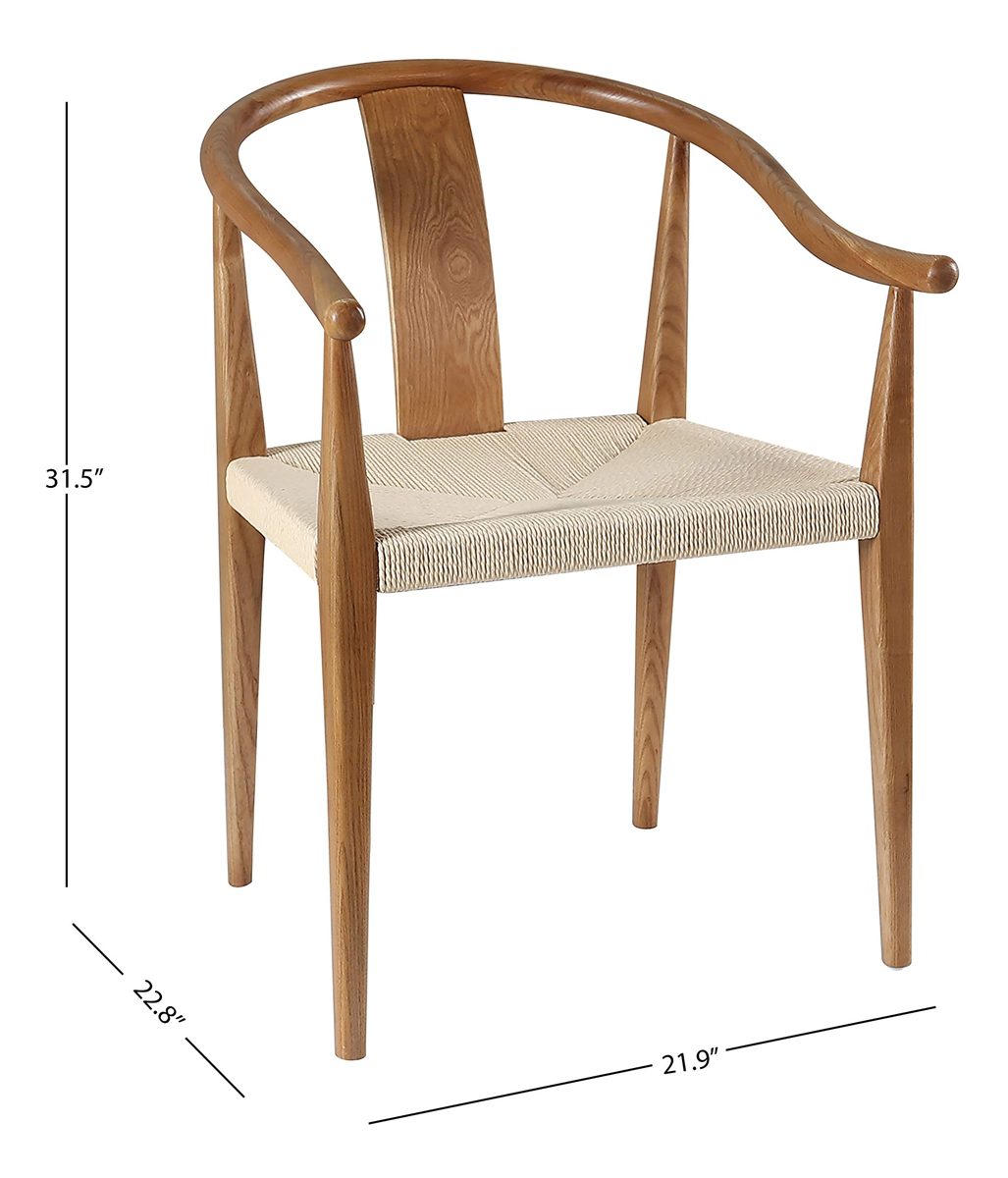 Amazon Brand – Stone & Beam Wishbone and Rattan Dining Chair with Arms, 21.9"W, Brown