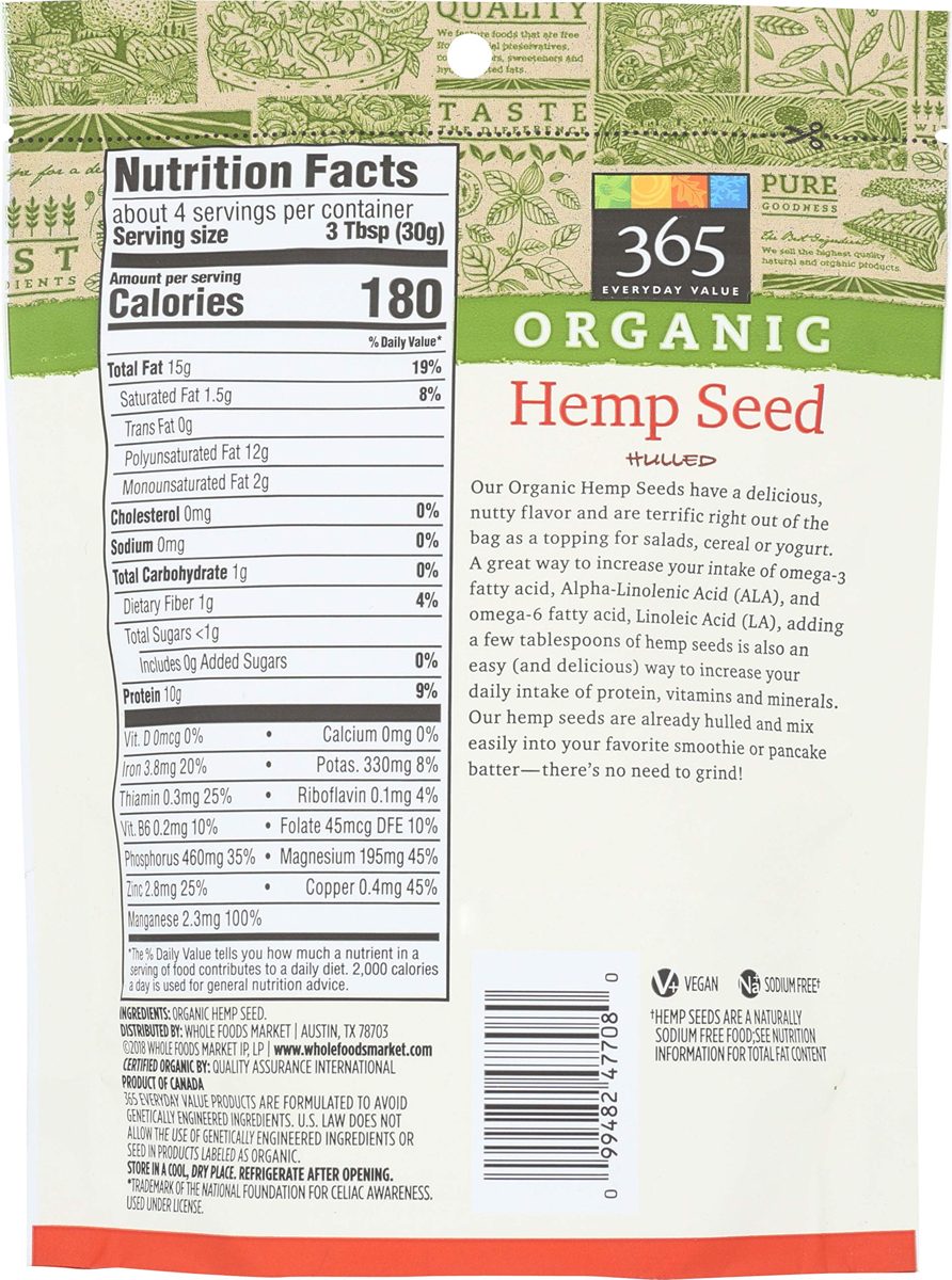 365 Everyday Value, Organic Hulled Hemp Seed, 4 oz