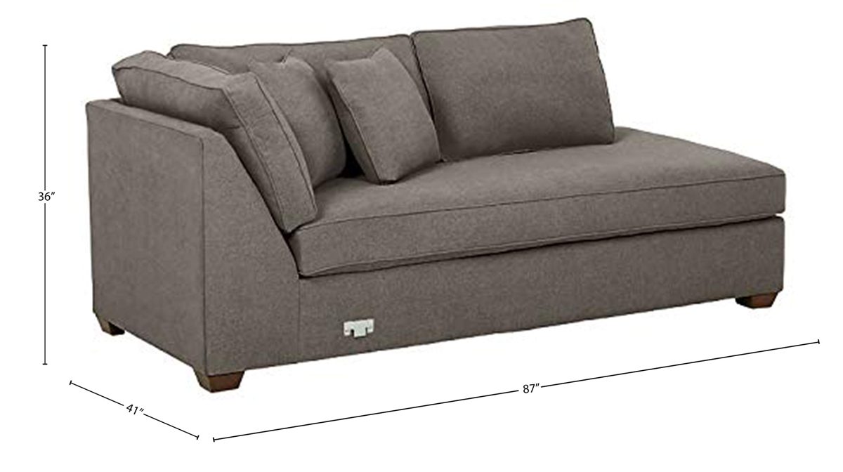 Amazon Brand – Stone & Beam Bagley Sectional Component, Right-Facing Sofa Chaise, Fabric, 41"W, Stone