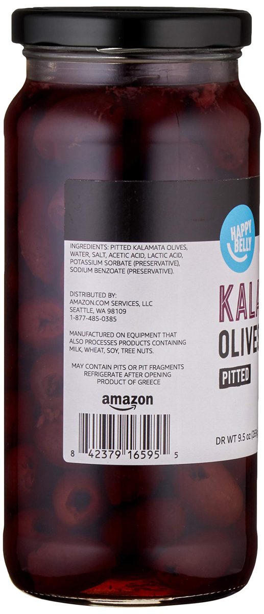 Amazon Brand - Happy Belly Olives, Pitted Kalamata, 9.5 Ounce