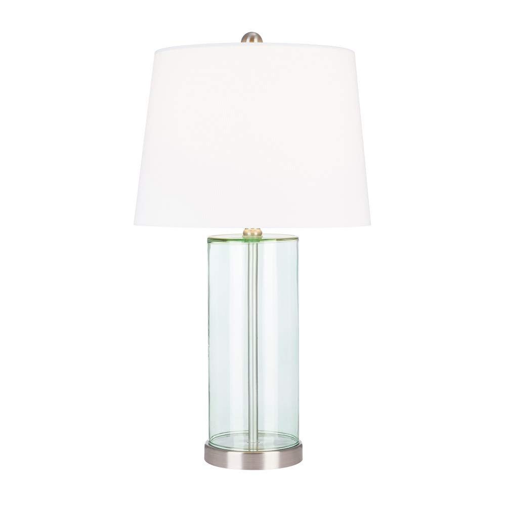 Amazon Brand – Ravenna Home Contemporary Cylindrical Glass Table Lamp, LED Bulb Included, 24.5"H, Seafoam Green