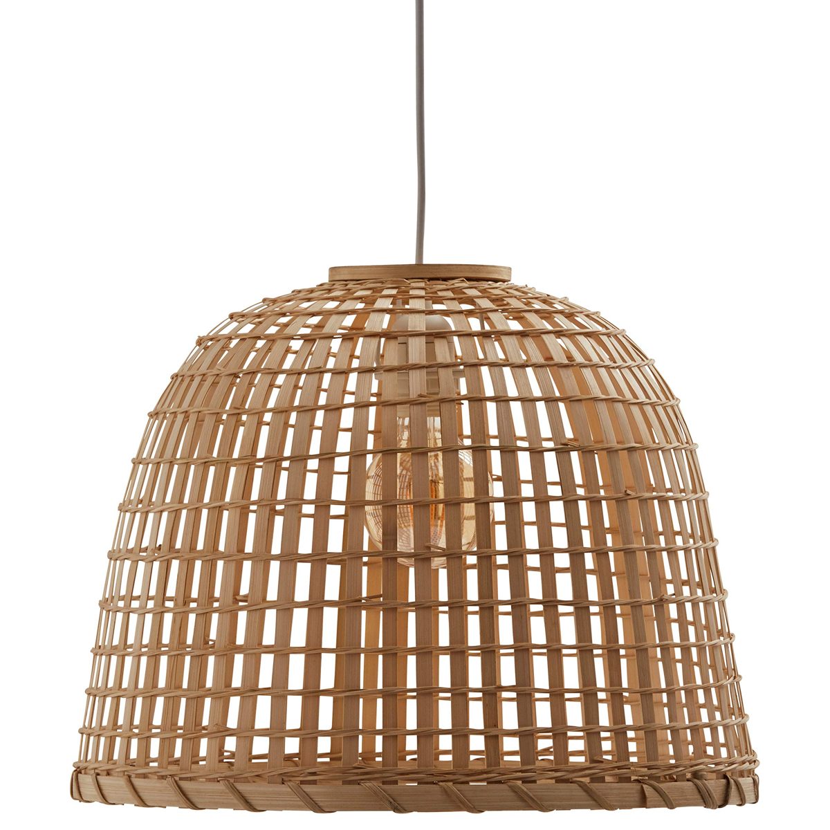 Stone & Beam Modern Round Rattan Pendant with Bulb, 85.6"H, Natural