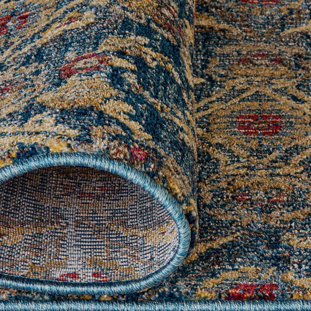 Amazon Brand – Stone & Beam Floral Kaleidoscope Traditional Area Rug, 5'3" x 7'3", Blue Multi