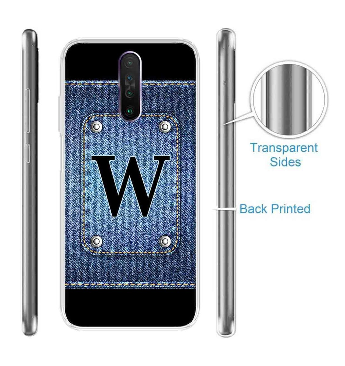 Amazon Brand - Solimo Designer Multicolor Button Jeans Alphabet-W Printed Soft Back Case Mobile Cover for Poco X2 / Xiaomi Redmi K30