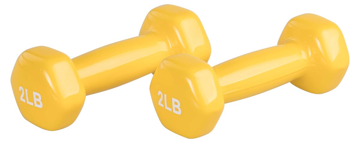 AmazonBasics Vinyl 2 Pound (0,9 kg) Dumbbells - Set of 2, Yellow