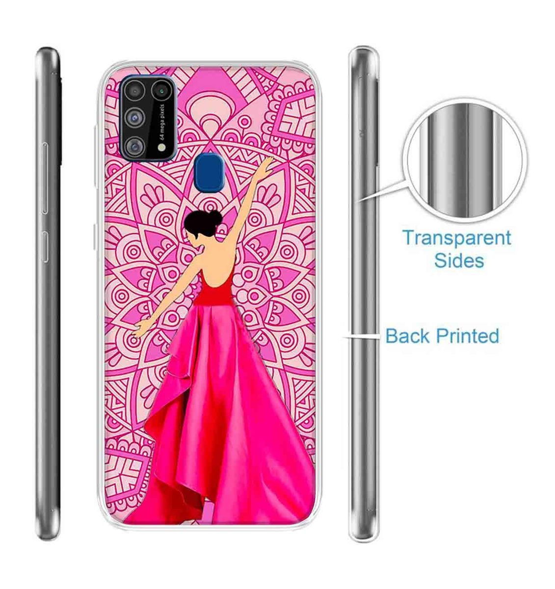 Amazon Brand - Solimo Designer Multicolor Girl Pink Design Printed Soft Back Case Mobile Cover for Samsung Galaxy M31