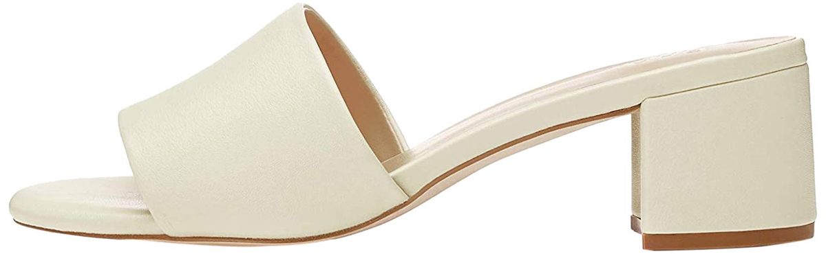 Amazon Brand - find. Women's Block Heel Mule Open-Toe Sandals White, US 7.5