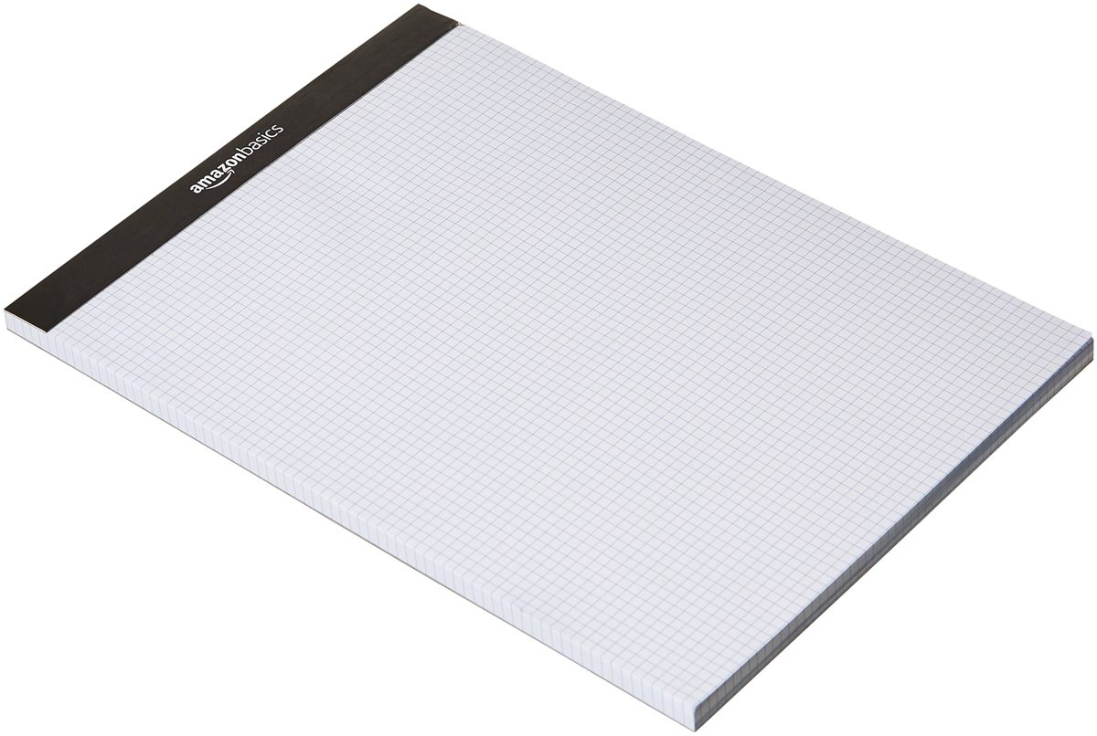 AmazonBasics Paper Pad - Quad-Ruled, 8.5 Inch x 11.75 Inch, 2-Pack