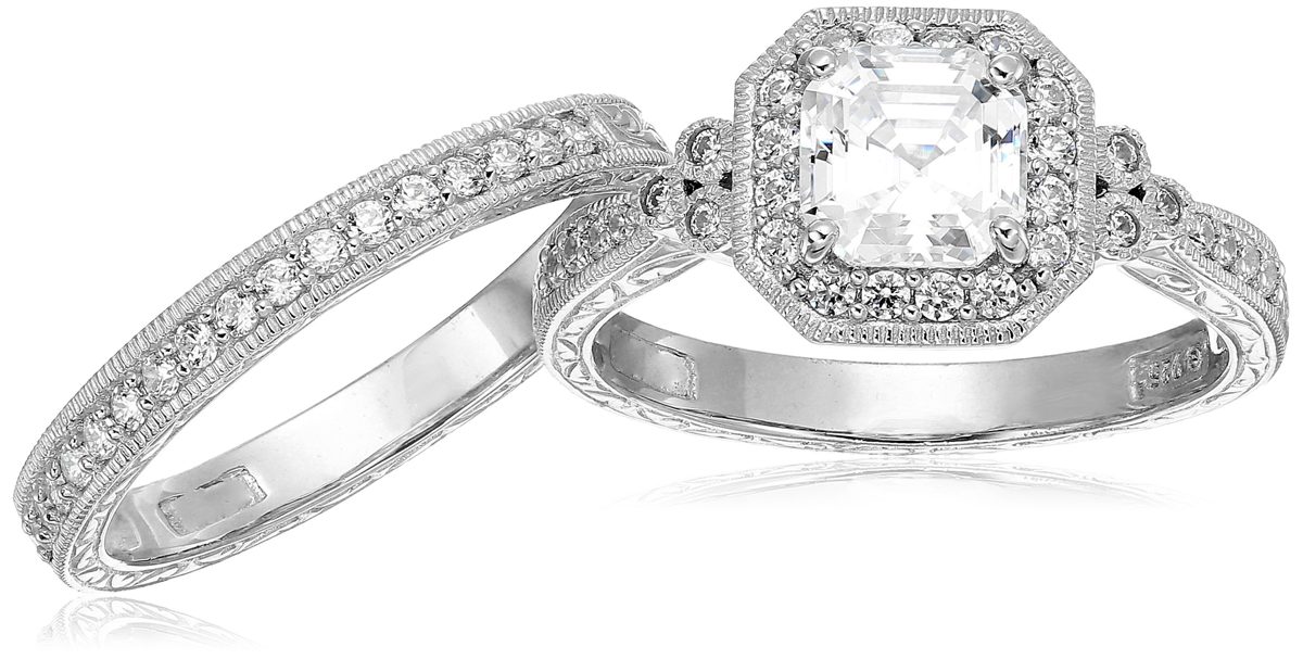 Platinum or Gold Plated Sterling Silver Ring with Swarovski Crystals