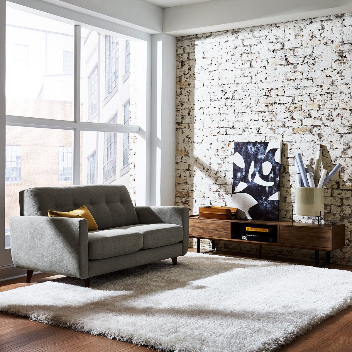 Amazon Brand – Rivet Black and White Abstract Canvas Print Wall Art, 24" x 36"
