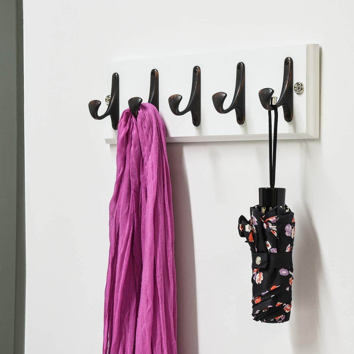 AmazonBasics Curved Single Prong Coat Hook, Oil Rubbed Bronze, 5-Pack