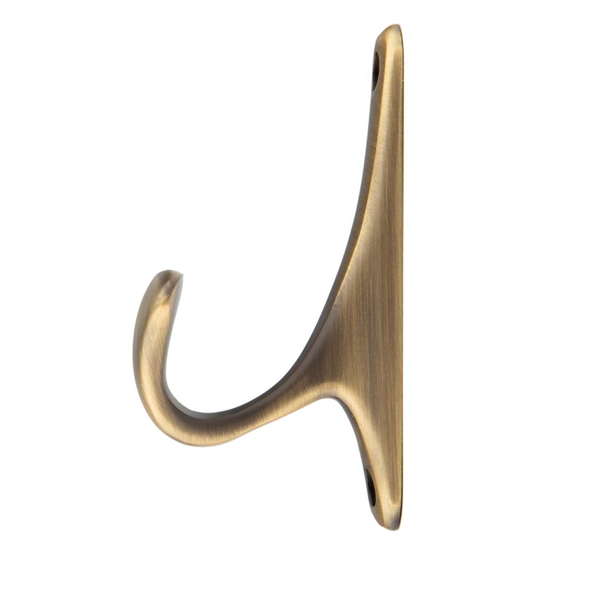 AmazonBasics Curved Single Prong Coat Hook, Antique Brass, 5-Pack