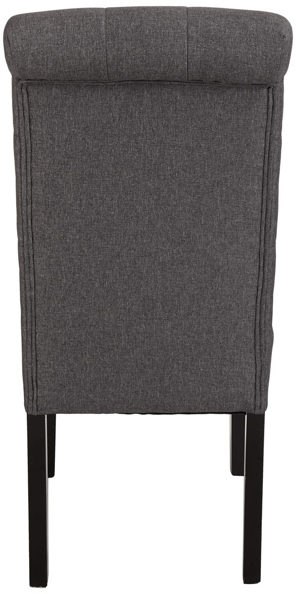 AmazonBasics Classic Fabric Tufted Dining Chair with Wooden Legs - Set of 2, Charcoal