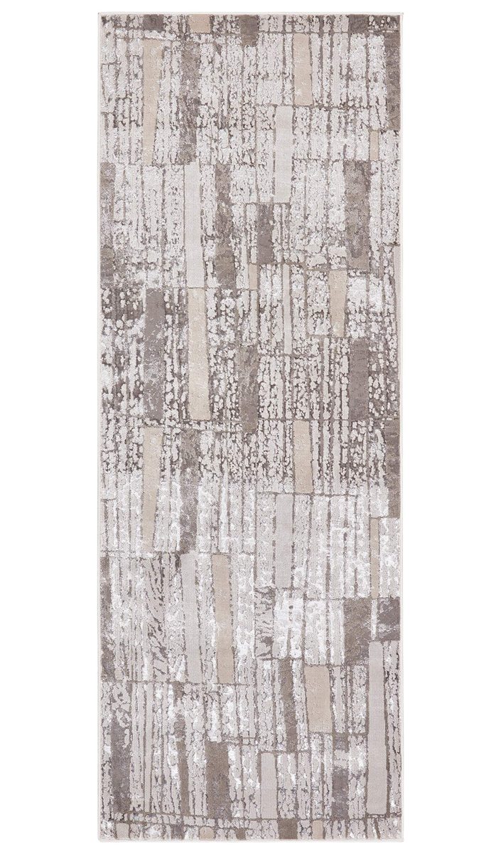 Amazon Brand – Rivet Polyester Runner Rug, 2' 10" x 7' 10", Silver, Grey, White