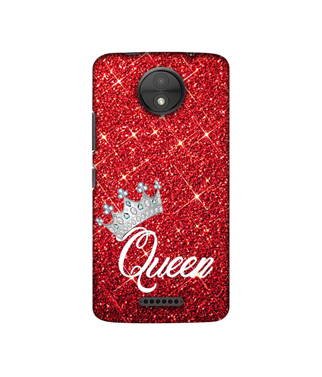 Amazon Brand - Solimo Designer Queen On Red Glitter 3D Printed Hard Back Case Mobile Cover for Motorola Moto C Plus