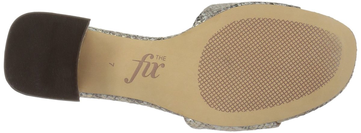 The Fix Amazon Brand Women's Lilly Block Heel Mule, Gold/Metallic Snake Embossed Leather, 8 B US