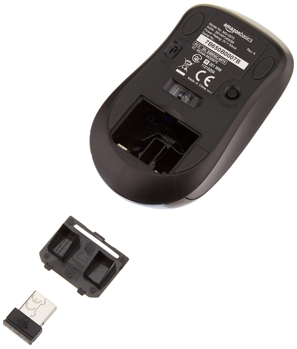 (Renewed) AmazonBasics Wireless Mouse with Nano Receiver - Silver