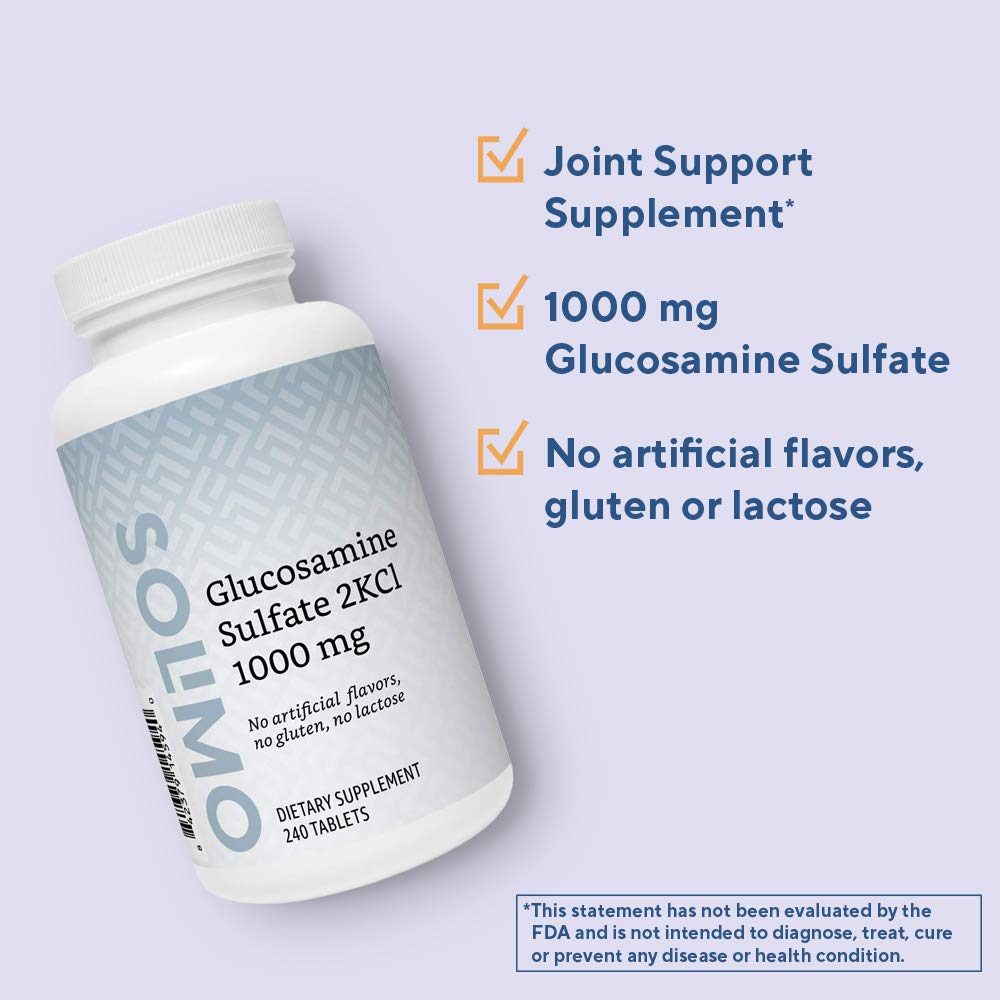 Amazon Brand - Solimo Glucosamine Sulfate 2KCl 1000 mg, 240 Tablets*, Eight Month Supply