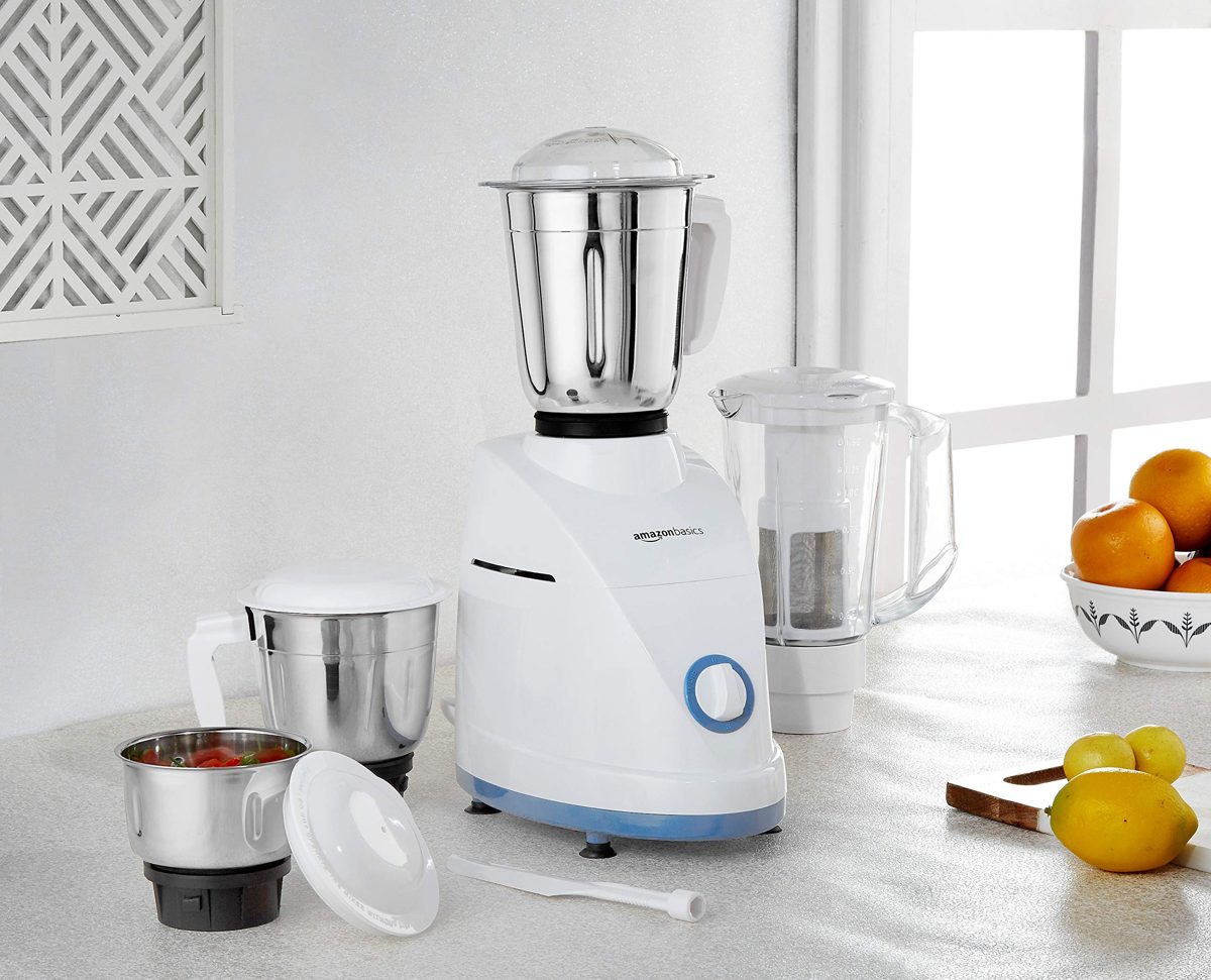 AmazonBasics Elite 750W Mixer Grinder with 3 Stainless Steel Jar + 1 Juicer Jar