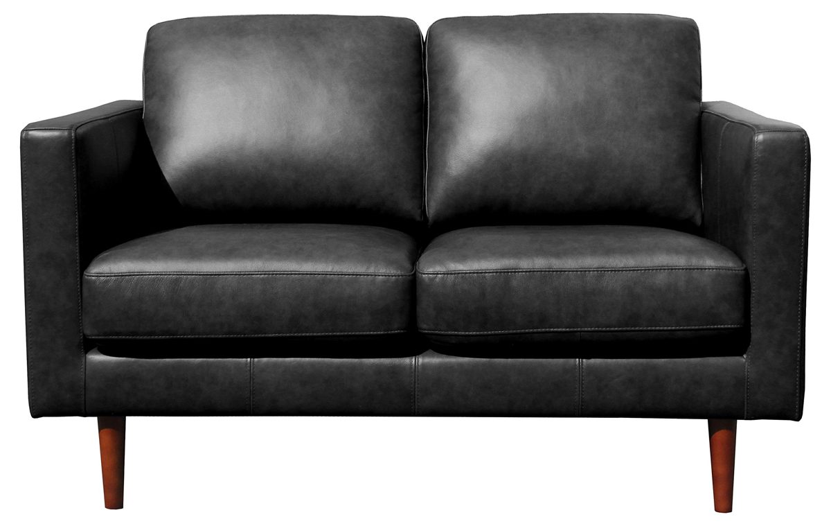 Amazon Brand – Rivet Revolve Modern Leather Loveseat Sofa, 56"W, Black