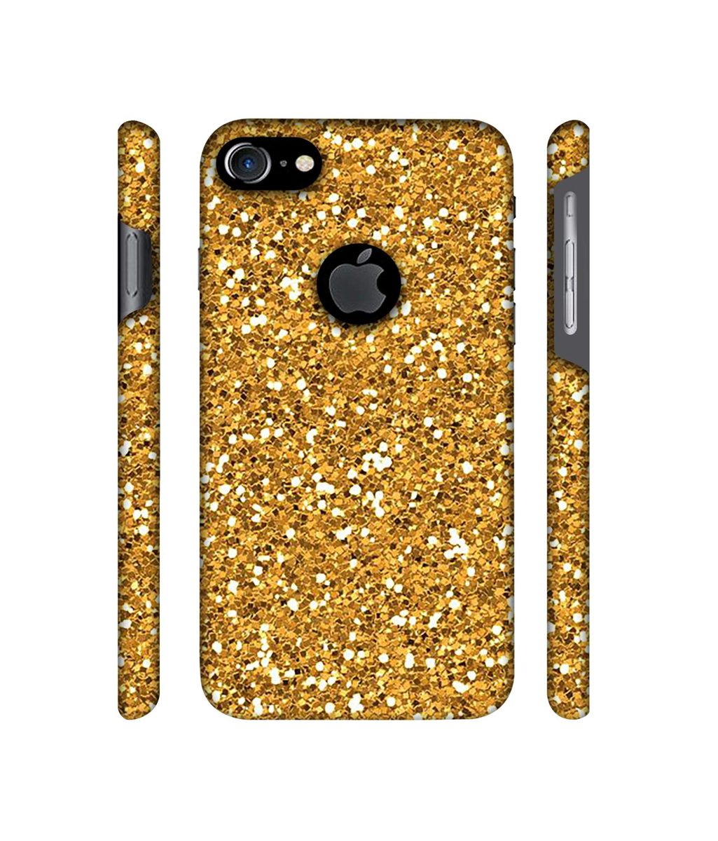 Amazon Brand - Solimo Designer Golden Sparkle 3D Printed Hard Back Case Mobile Cover for Apple iPhone 7 (with Logo Cut)