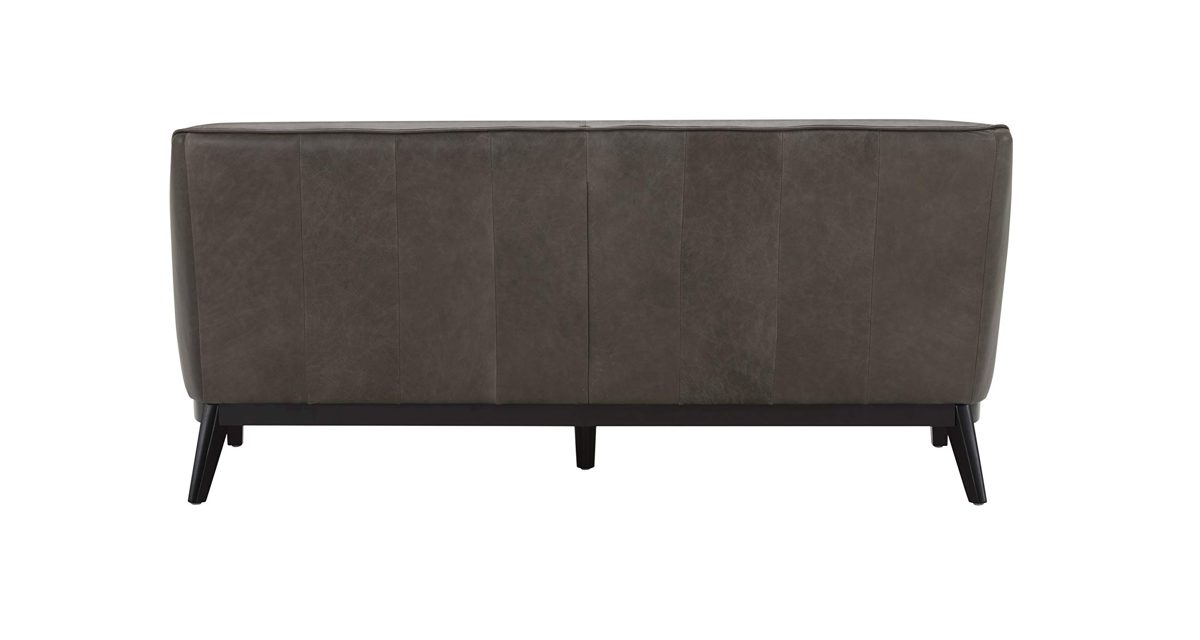 Amazon Brand – Rivet Bayard Contemporary Leather Couch with Curved Back and Armrests, 76"W, Grey