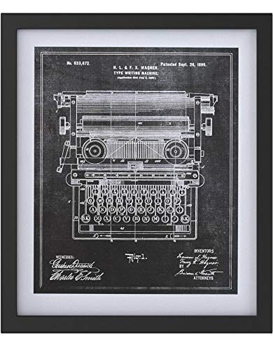 Rivet Black on White Blueprint of 1899 Typewriter