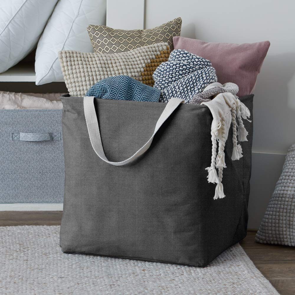 AmazonBasics Fabric Storage Bin - Large Cube, Charcoal Grey