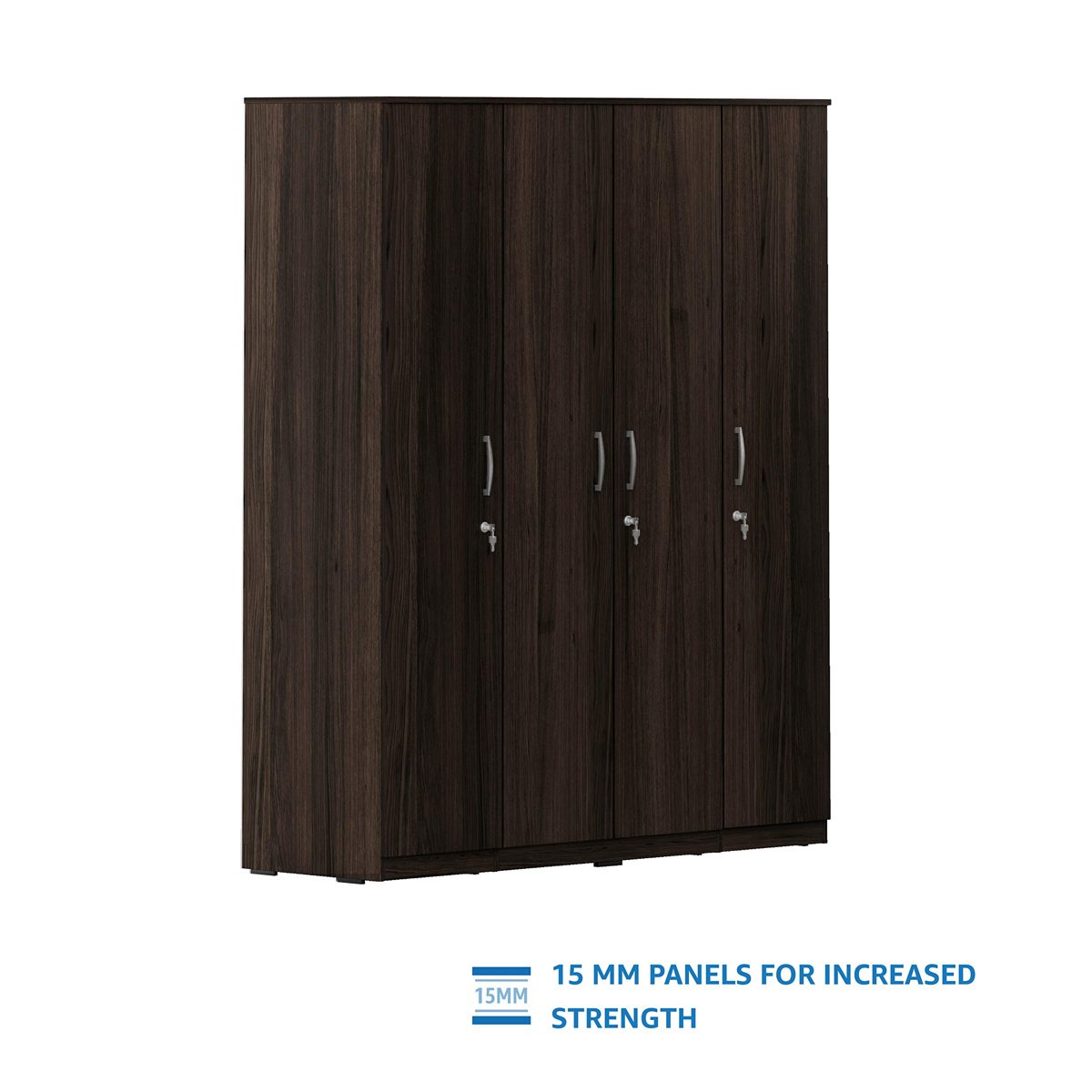 Amazon Brand - Solimo Alpha Engineered Wood 4-Door Wardrobe (Oak Finish)