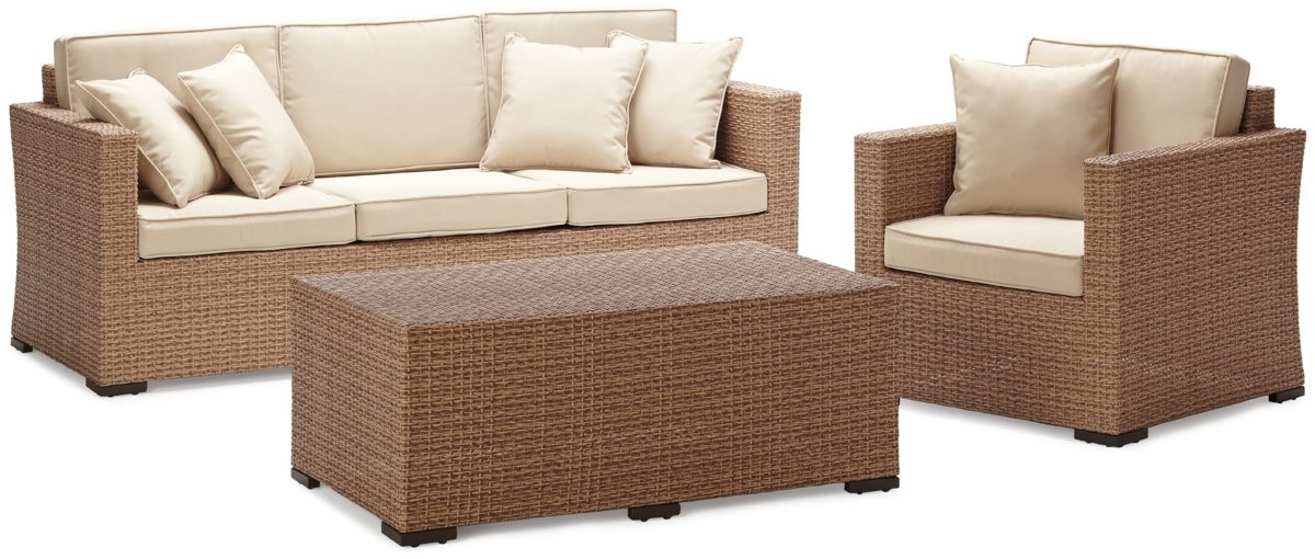 Strathwood Griffen All-Weather Wicker 3-Seater Sofa, Natural