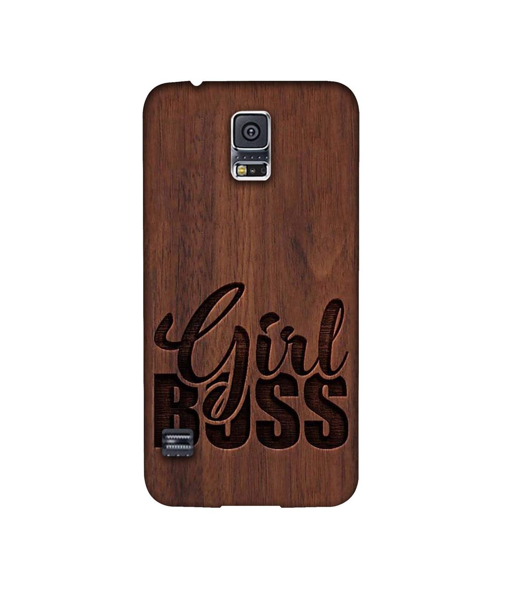 Amazon Brand - Solimo Designer Girl Boss On Wood 3D Printed Hard Back Case Mobile Cover for Samsung Galaxy S5 i9600