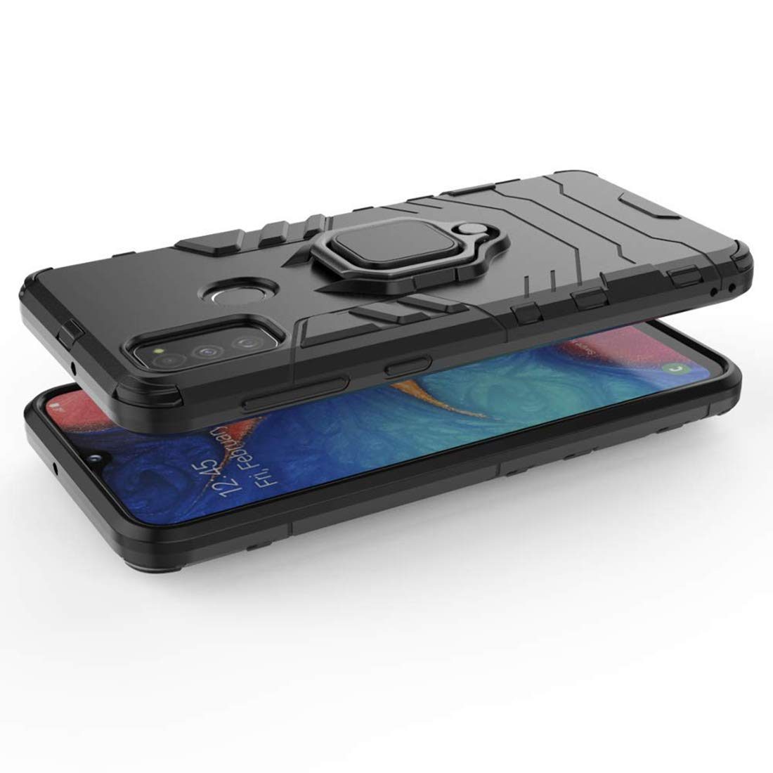 Amazon Brand - Solimo Kickstand Mobile Cover (360° Rotating Ring Holder) for Samsung Galaxy M21 / M30s (Black)
