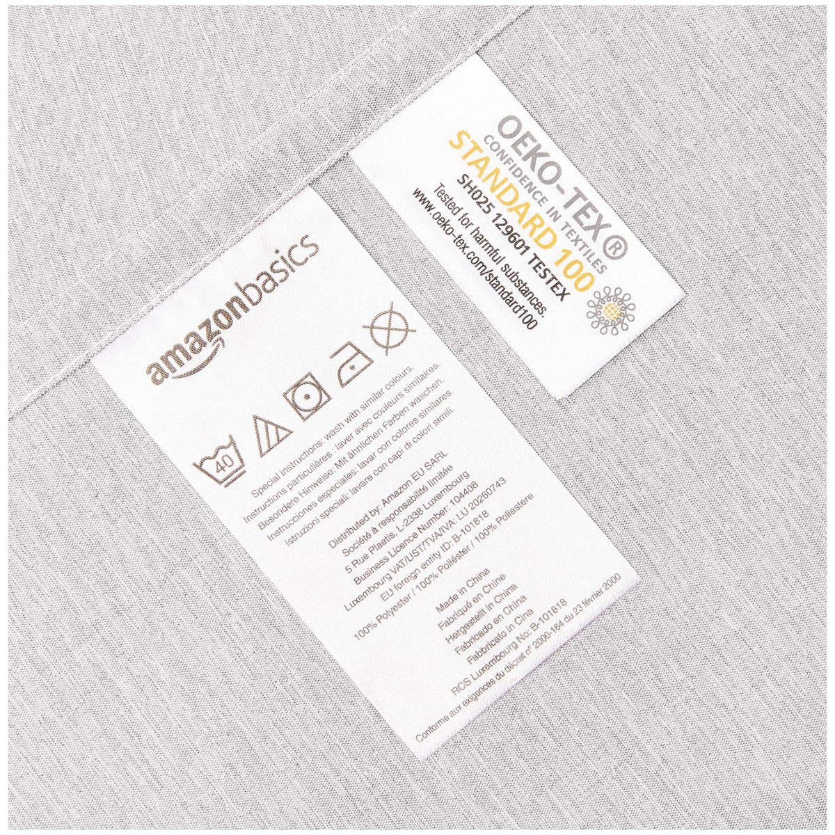 AmazonBasics Chambray Flat Sheet, 240 x 320 + 10 cm - Soft Grey