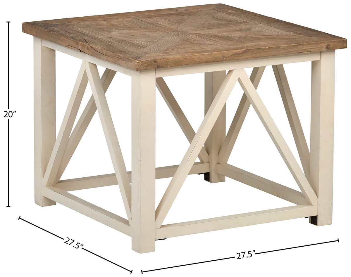 Amazon Brand – Stone & Beam Coastal Breeze Accent Side End Table, 27.5"W, Natural and White